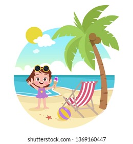 kids play at the beach vector illustration