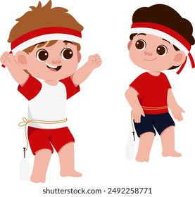Kids Play Bottle Spike Competition Illustration