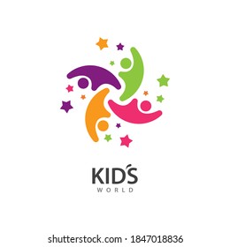 kids play and community logo concept vector template