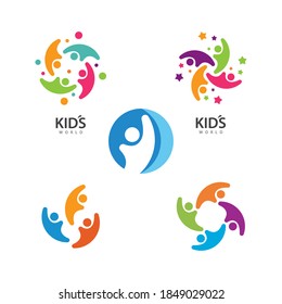 kids play and community logo concept vector template