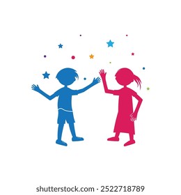 kids play and community logo concept vector template