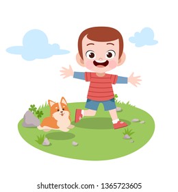kids play in the garden vector illustration