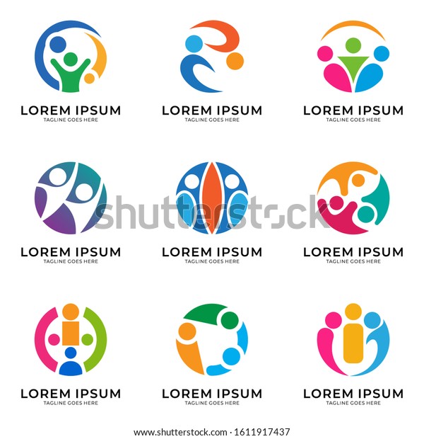 Kids Play Logo Collection Set Happy Stock Vector (Royalty Free) 1611917437