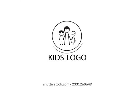 Kinder spielen Logo-Design, einfache flache Symbol auf weißem Hintergrund