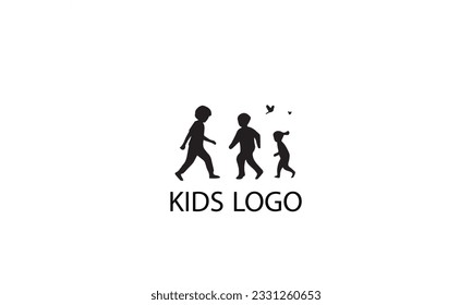 Kinder spielen Logo-Design, einfache flache Symbol auf weißem Hintergrund