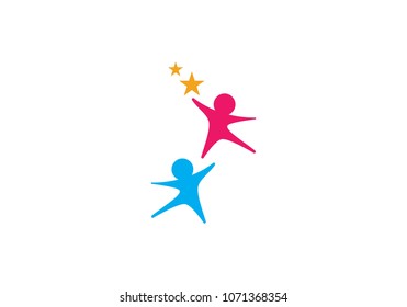 kids play logo design vector template