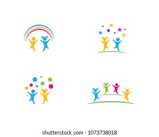 kids play logo design vector template