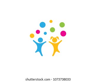 kids play logo design vector template