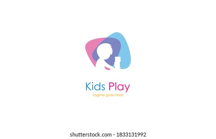Kids play logo vector, Children logo design template