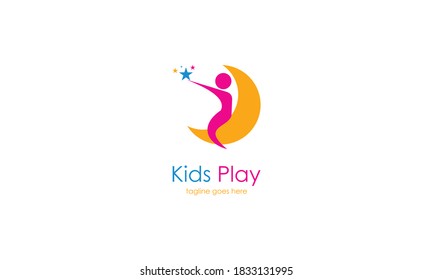 Kids play logo vector, Children logo design template