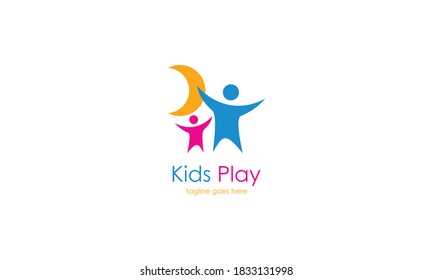 Kids play logo vector, Children logo design template