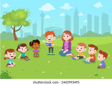 Kids Play Park Vector Illustration Stock Vector (Royalty Free ...