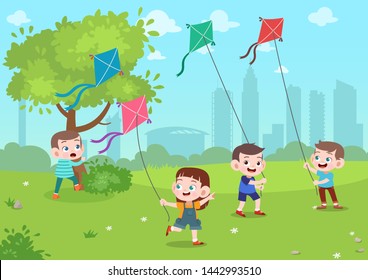 kids play in park vector illustration