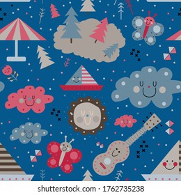 Kids play pattern seamless design. Decoration textile and paper series