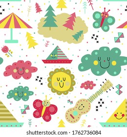 Kids play pattern seamless design. Decoration textile and paper series