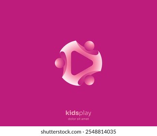 Crianças jogam gradiente logotipo rosa
