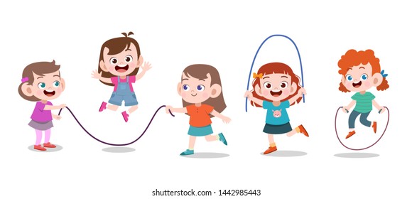 kids play together vector illustration