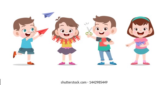 kids play together vector illustration