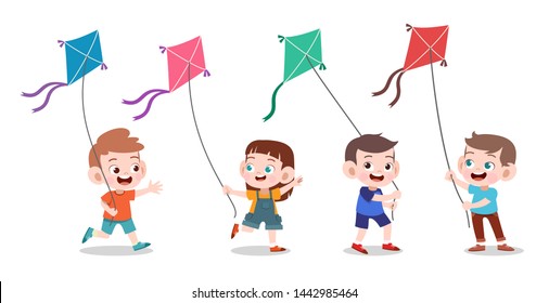 kids play together vector illustration