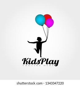 kids play vector logo design