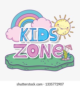 kids play zone with rainbow and sun