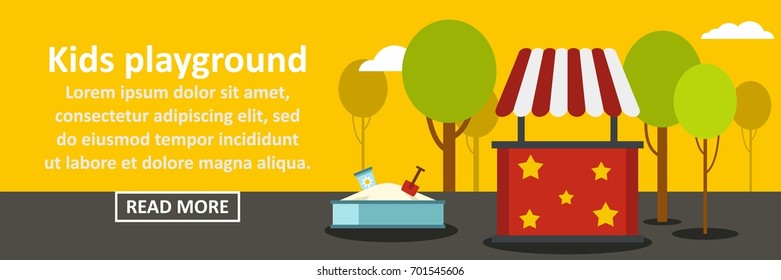 Kids playground banner horizontal concept. Flat illustration of kids playground banner horizontal vector concept for web