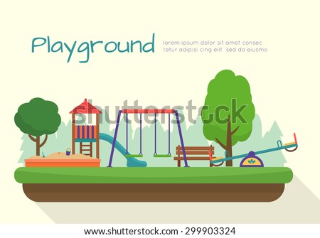 Kids playground. Buildings for city construction. Set of elements to create urban background, village and town landscape.  Flat style vector illustration.