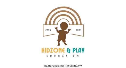 kids playground and kindergarten learning logo design