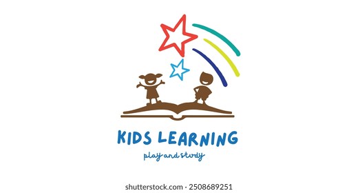 kids playground and kindergarten learning logo design