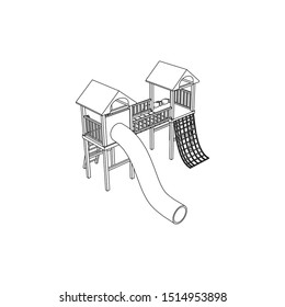 Kids Playground Line art Images, coloring page, illustration for children