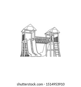 Kids Playground Line art Images, coloring page, illustration for children