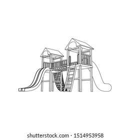 Kids Playground Line art Images, coloring page, illustration for children