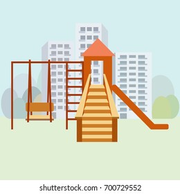 Kids playground moden vector illustration