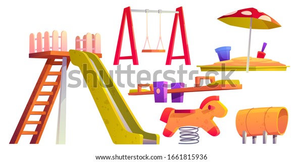 Kids Playground Park Garden Backyard Slide Stock Vector Royalty Free 1661815936