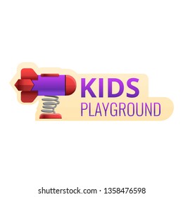 Kids playground rocking rocket logo. Cartoon of kids playground rocking rocket vector logo for web design isolated on white background