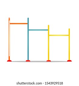 Kids playground sports complex with metal horizontal crossbar. Vector illustration isolated on white background