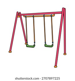 Ilustración vectorial del juguete del columpio del patio de los niños, estilo original