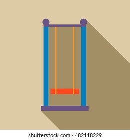 Kids playground swings icon in flat style isolated with long shadow vector illustration