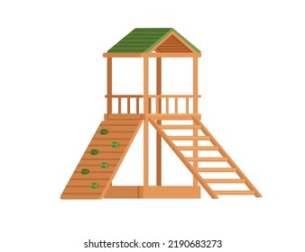 Kids playground with tower and ladder vector illustration isolated on white background