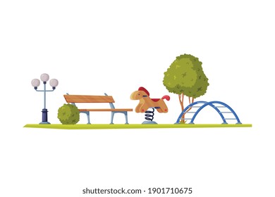 Kids Playground as Urban Summer Public Area for Playing Vector Illustration