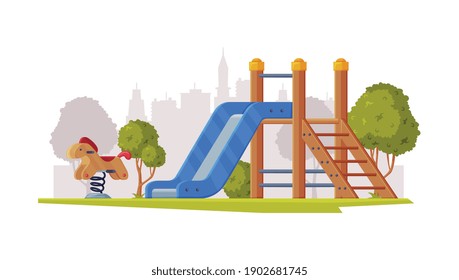 Kids Playground as Urban Summer Public Area for Playing Vector Illustration
