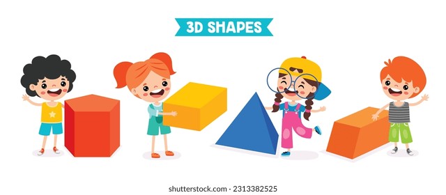 Kids Playing With 3d Geometric Shapes