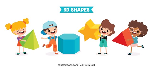 Kinder, die mit 3D-Geometrien spielen