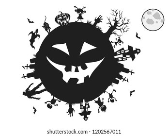kids playing around for Halloween background 