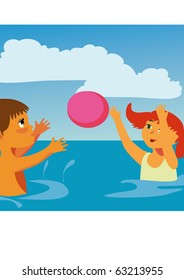 Kids playing a ball