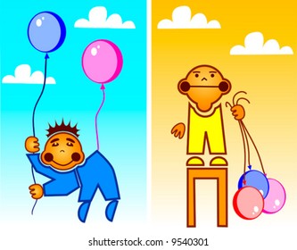 Kids playing with balloons