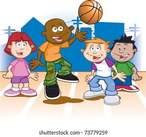 Kids Playing Basketball