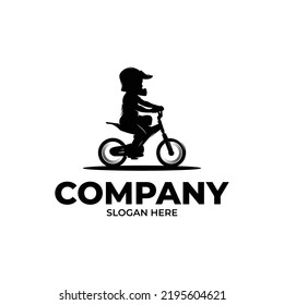 Kids playing bicycle logo design template