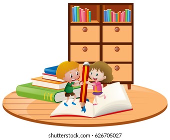 Kinder, die in einem Buch spielen