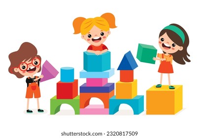 Kids Playing With Building Blocks